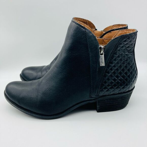 Lucky Brand Brenono Black Leather Ankle Boots Size 38,5/8,5 - Picture 1 of 11